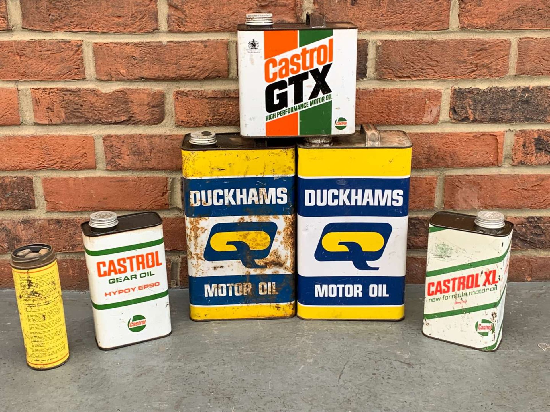 Six Duckhams and Castrol Oil Cans - Image 2 of 2