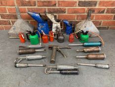 Quantity of Oil Cans Grease Guns Etc