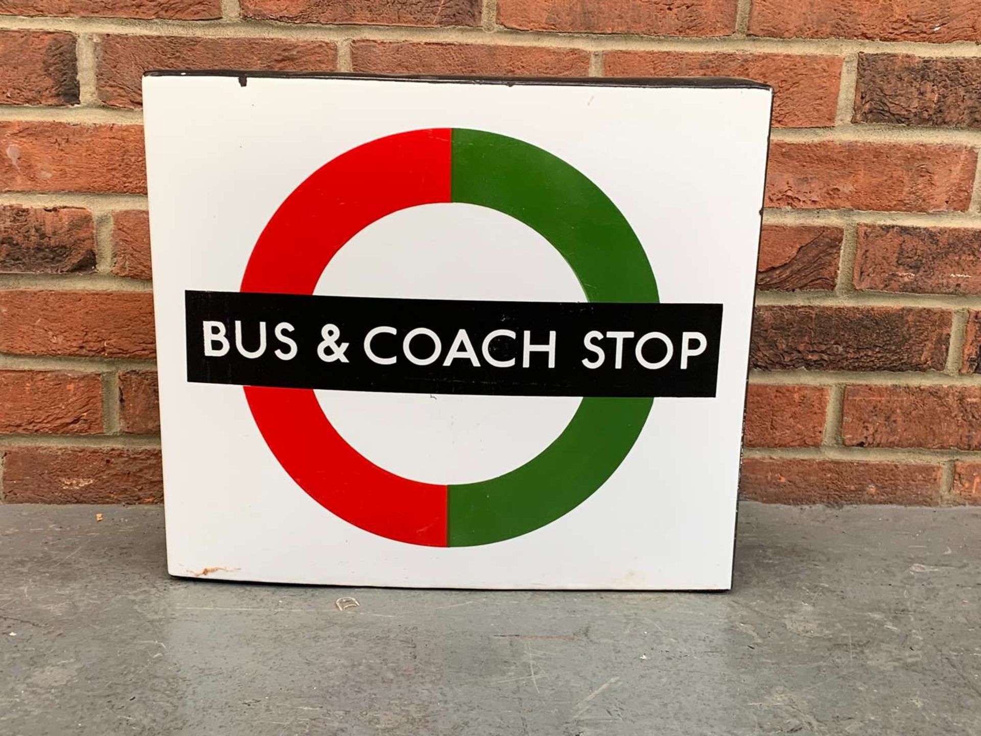 Enamel bus and Coach Stop Sign - Image 2 of 4