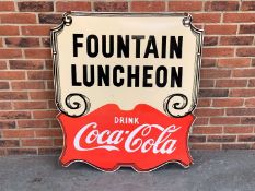 Coca Cola Fountain Luncheon Enamel Sign