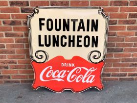 Coca Cola Fountain Luncheon Enamel Sign