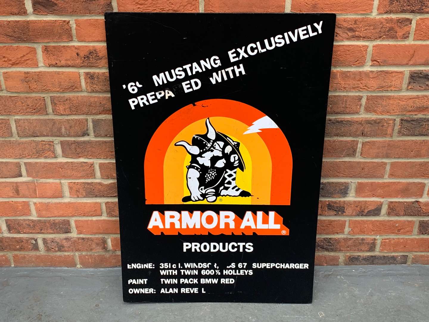 Armorall Mustang Sign on Board