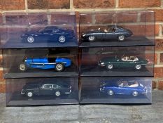 Six 1:18 Scale Cased Model Cars