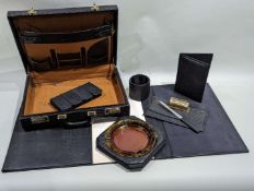 Ostrich leather desk set circa 1970's&nbsp;