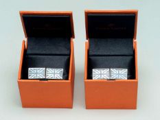 Two pairs of Simon Carter Onyx and MOP Union Jack Cufflink