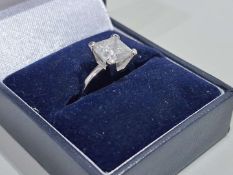 14ct white gold solitaire claw set princess cut Diamond ring