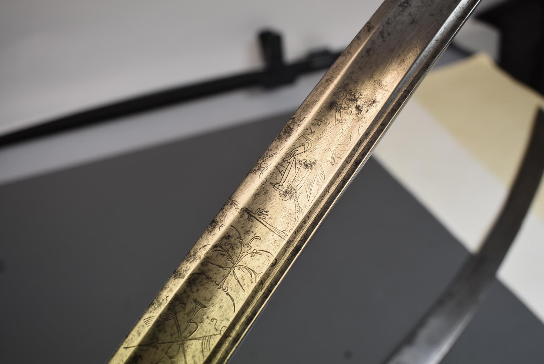 A 1788 PATTERN CAVALRY TROOPER'S SABRE, 76.5cm curved shortened blade, regulation steel stirrup hilt - Image 6 of 15