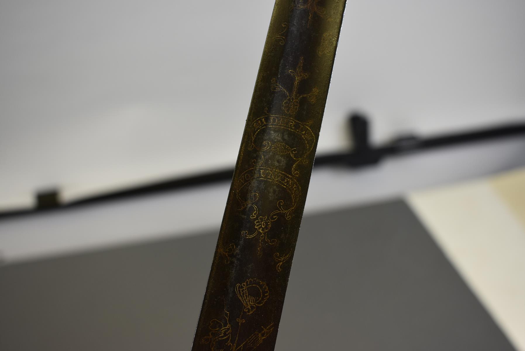 A 1796 PATTERN INFANTRY OFFICER'S SWORD OF THE ALDERLEY VOLUNTEERS, 80.75cm blade decorated with - Image 10 of 15