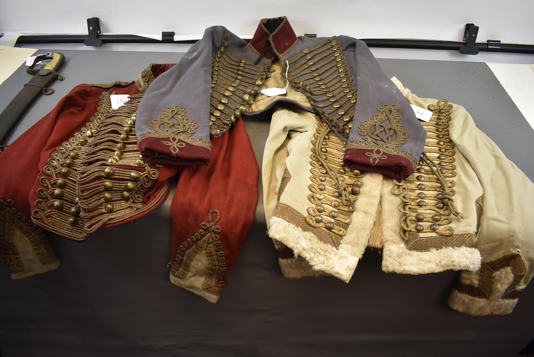 THREE CONTINENTAL HUSSAR STYLE JACKETS. The first red with gold lace decoration and plain ball - Image 4 of 14