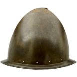 AN ITALIAN CABASET HELMET IN THE SPANISH FASHION, circa 1580, almond-shaped bowl raised from a