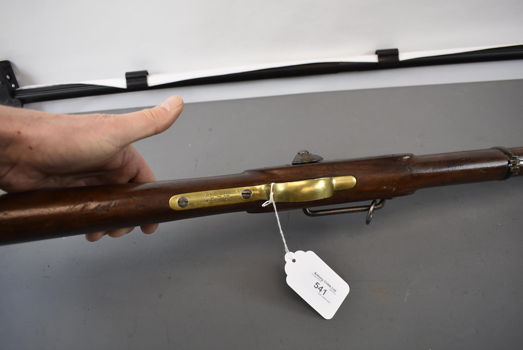 A .650 CALIBRE PERCUSSION PATTERN 1856 EAST INDIA CAVALRY CARBINE, 21inch sighted barrel fitted with - Image 6 of 10