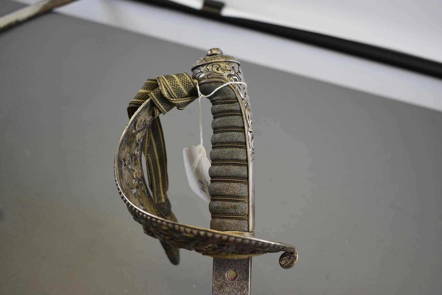 AN ORNATE VOLUNTEER ARTILLERY OFFICER'S SWORD, 82.5cm blade profusely etched with scrolling foliage, - Image 11 of 15