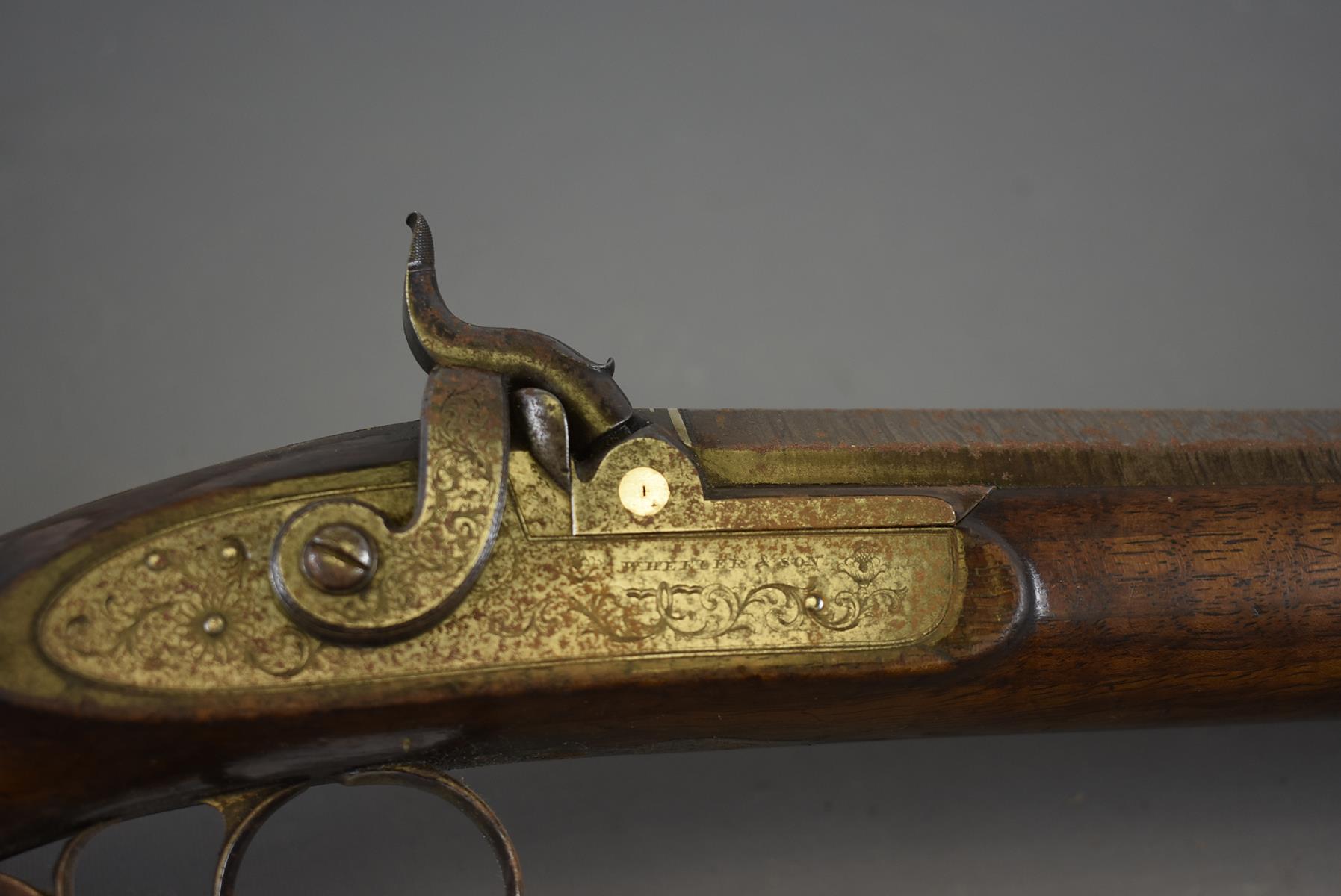 AN 18-BORE PERCUSSION SPORTING GUN BY WHEELER & SON, 32inch sighted multi-stage barrel engraved - Image 5 of 13