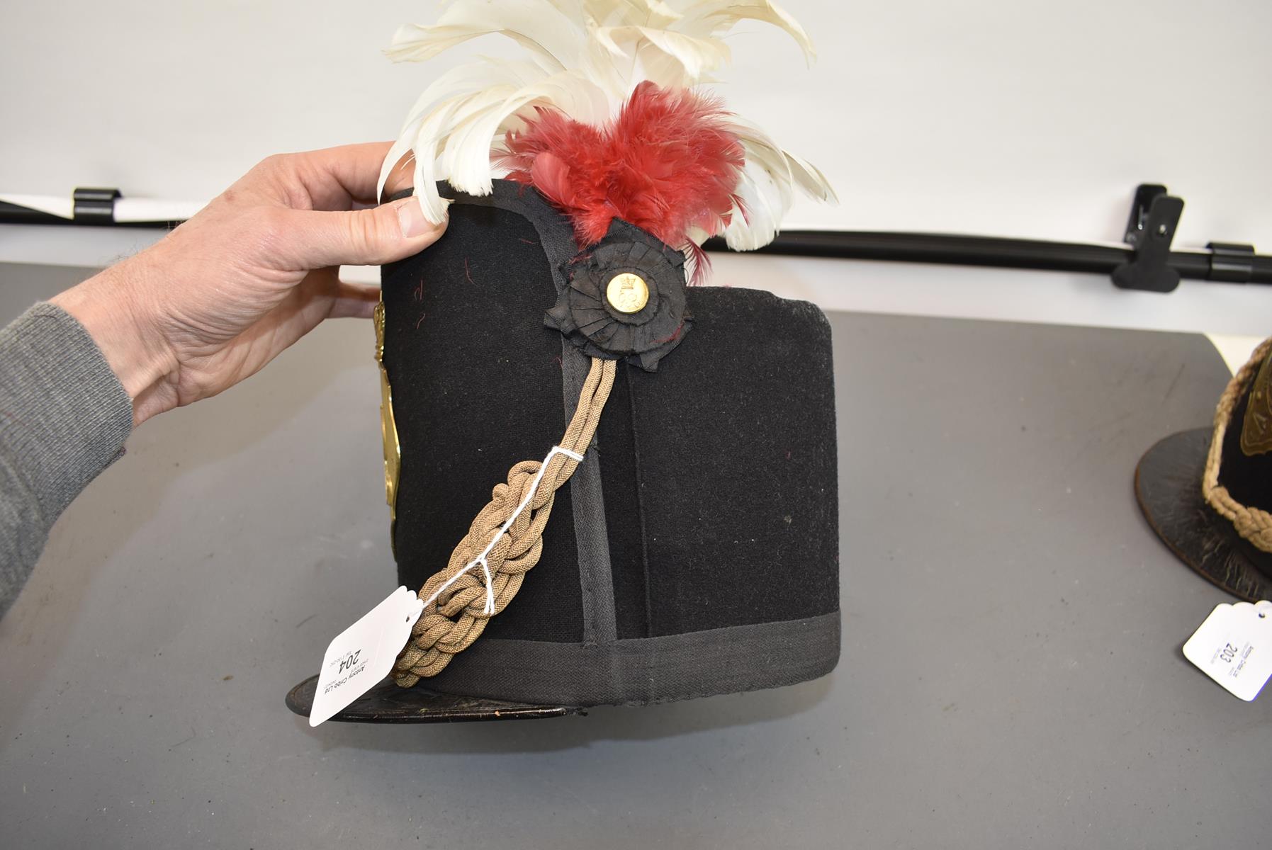 AN OFFICER'S 1812-1816 REPLICA SHAKO. Late 19th or early 20th Century example in stiffened navy blue - Image 3 of 9