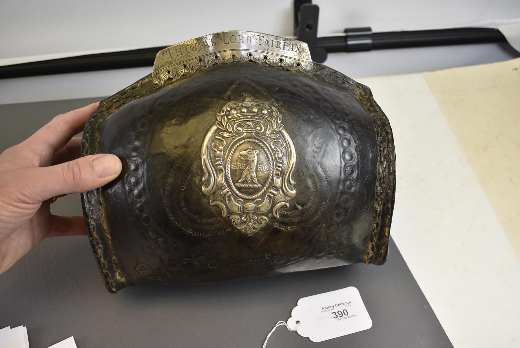 A 17TH CENTURY ENGLISH CIVIL WAR RELATED SILVER MOUNTED LEATHER COVERED FLASK BELONGING TO SIR - Image 4 of 18