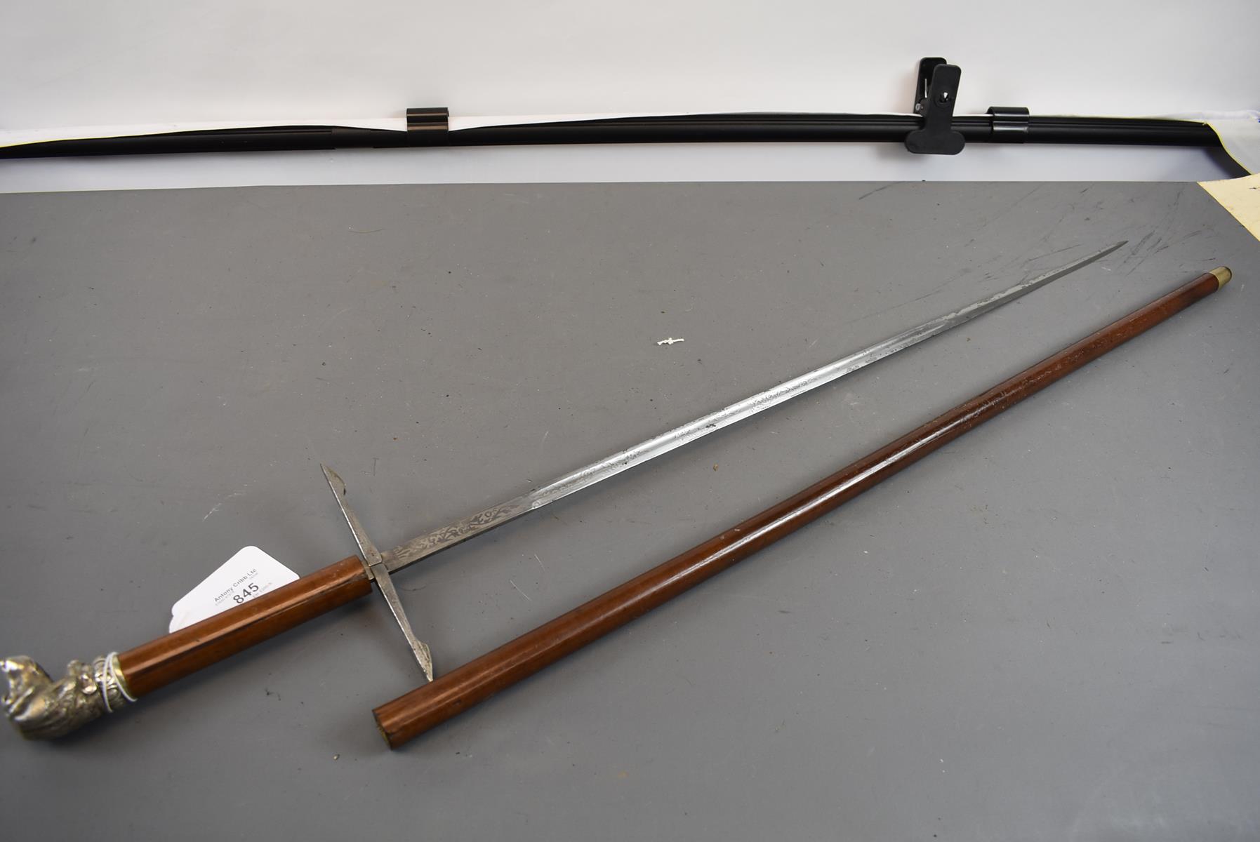 A LATE 19TH/EARLY 20TH CENTURY SPRUNG CROSSGUARD SWORD STICK, 69.5cm fullered tapering blade - Image 2 of 11