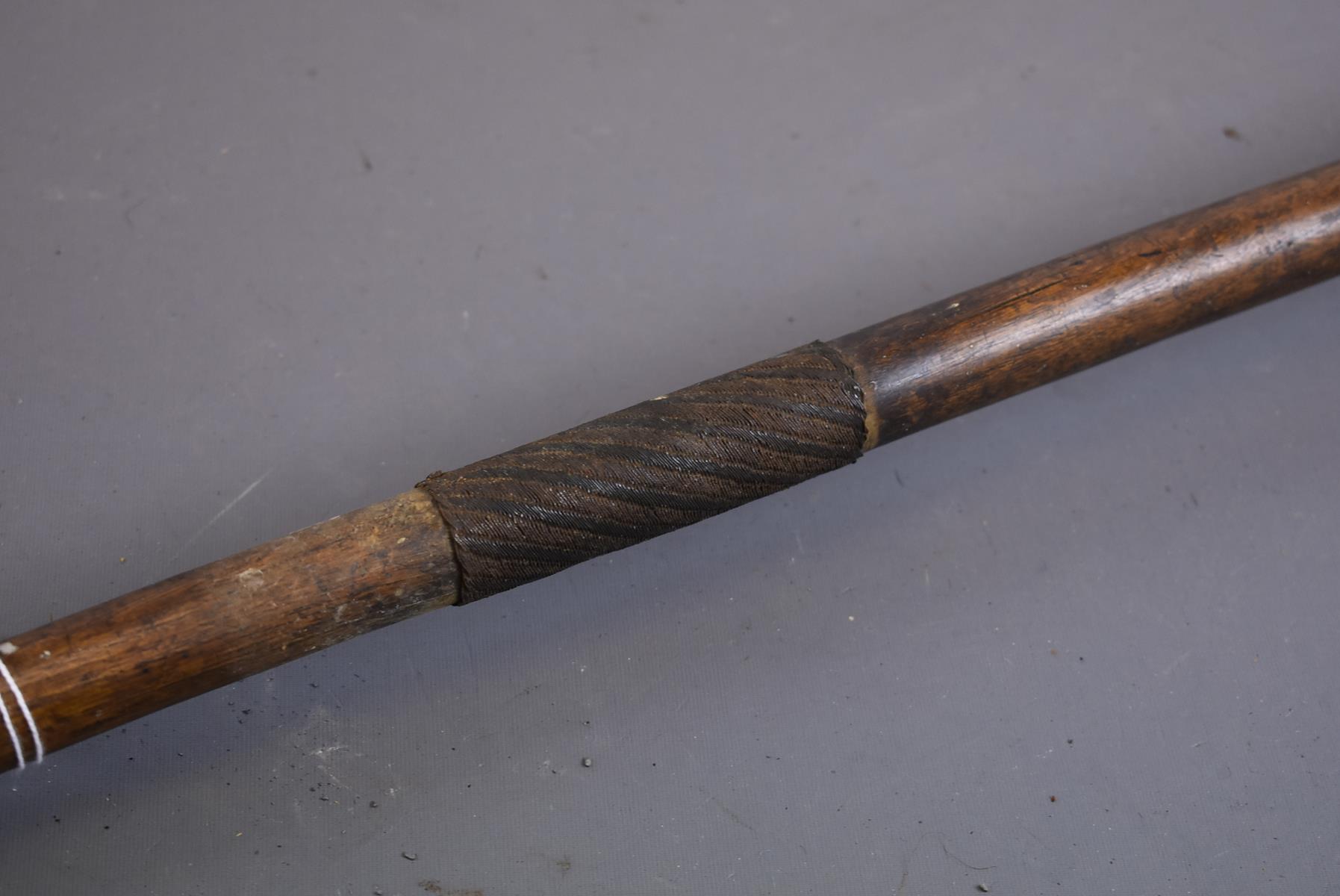 A 19TH CENTURY AFRICAN KNOBKERRIE OR TRIBAL CLUB, 10cm diameter spherical hardwood head, retaining - Image 4 of 8