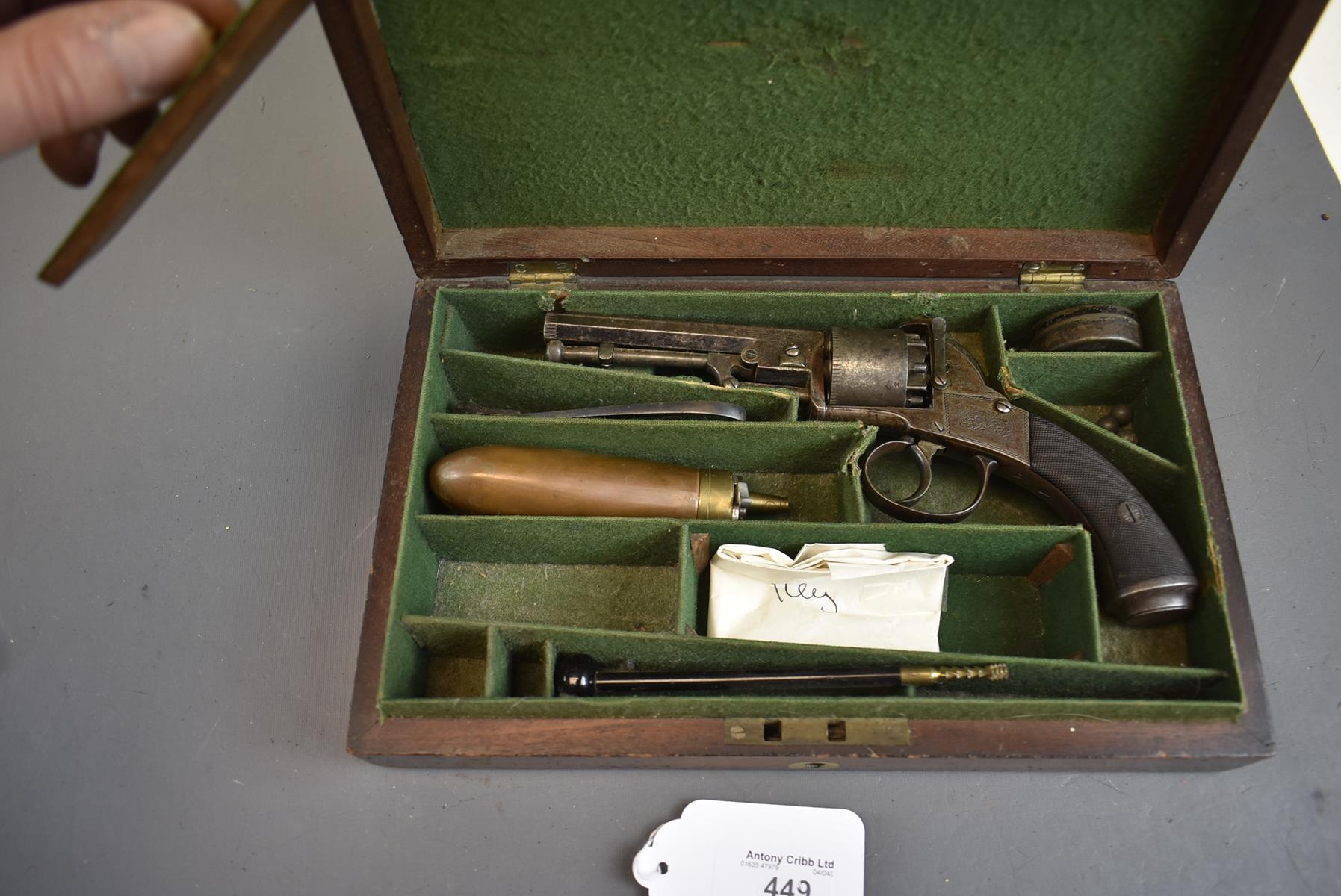 A CASED 120-BORE SIX-SHOT PERCUSSION WEBLEY BENTLEY TYPE OPEN FRAMED REVOLVER, 4inch sighted - Image 11 of 11