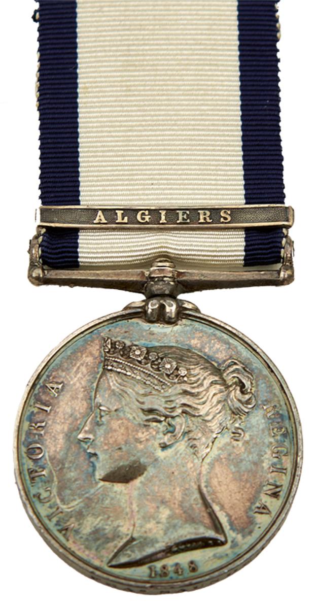 NAVAL GENERAL SERVICE MEDAL TO FRANCIS SAUNDERS, ALGIERS bar, Private Royal Marines, HMS Queen