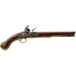 A CLEAN .550 CALIBRE FLINTLOCK LONG SEA SERVICE PISTOL, 12inch barrel, border engraved lock