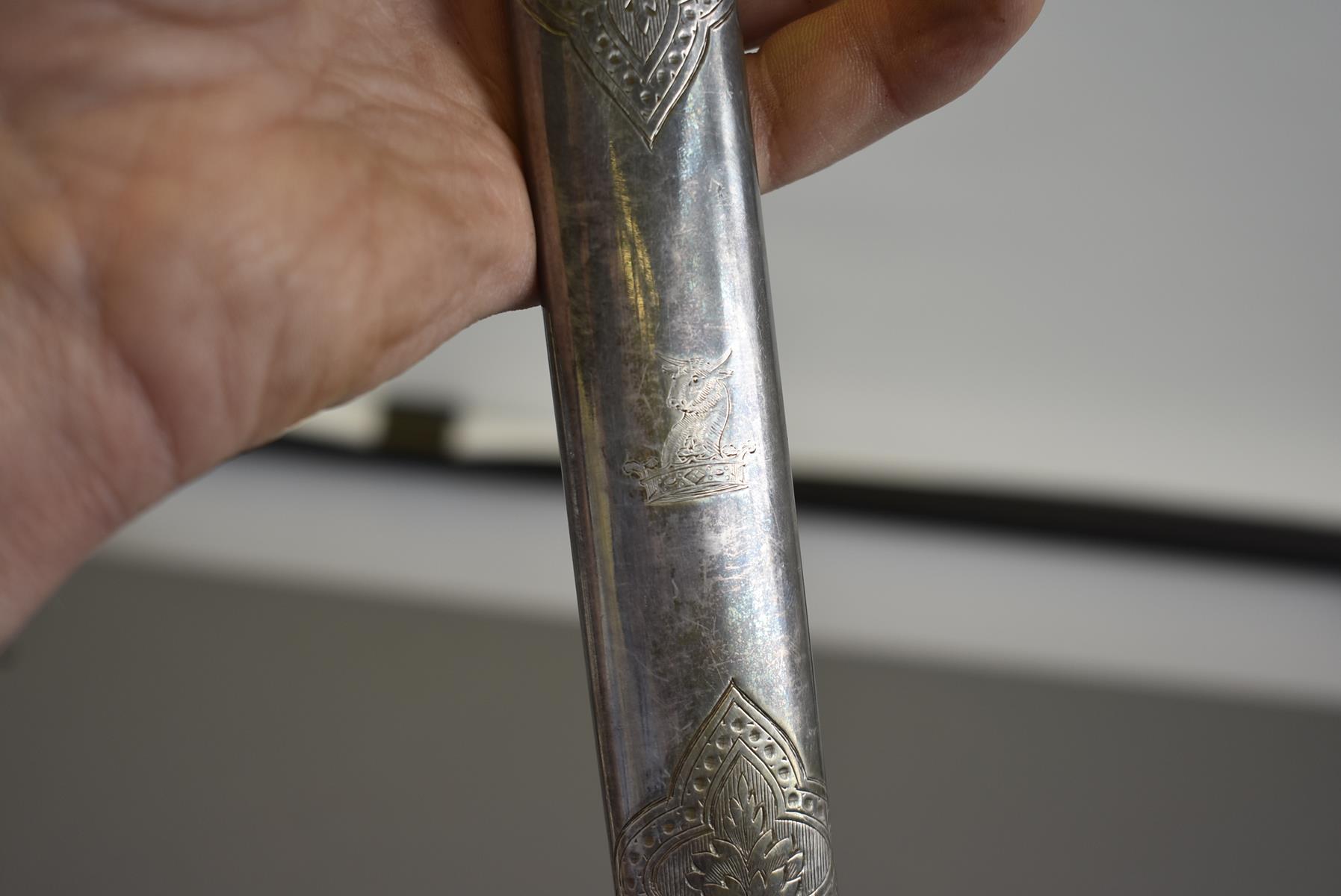 AN ORNATE VOLUNTEER ARTILLERY OFFICER'S SWORD, 82.5cm blade profusely etched with scrolling foliage, - Image 15 of 15