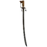 A 19TH CENTURY ARAB NIMCHA OR SWORD, 71.5cm triple fullered blade decorated with crescent moon