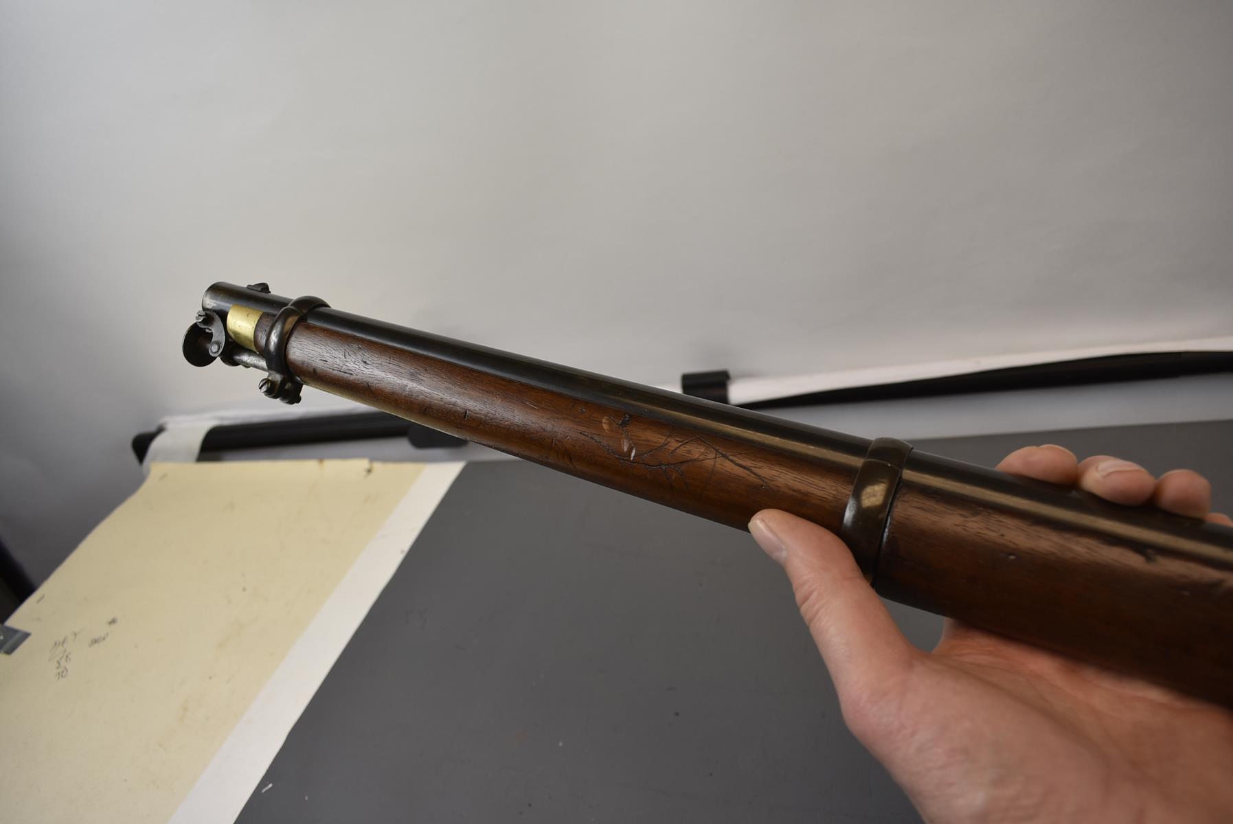 A .650 CALIBRE PERCUSSION PATTERN 1856 EAST INDIA CAVALRY CARBINE, 21inch sighted barrel fitted with - Image 9 of 10