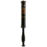 A VICTORIAN PAINTED WOOD BALUSTER TRUNCHEON, HORTON, BRADFORD, YORKSHIRE, painted in polychrome with