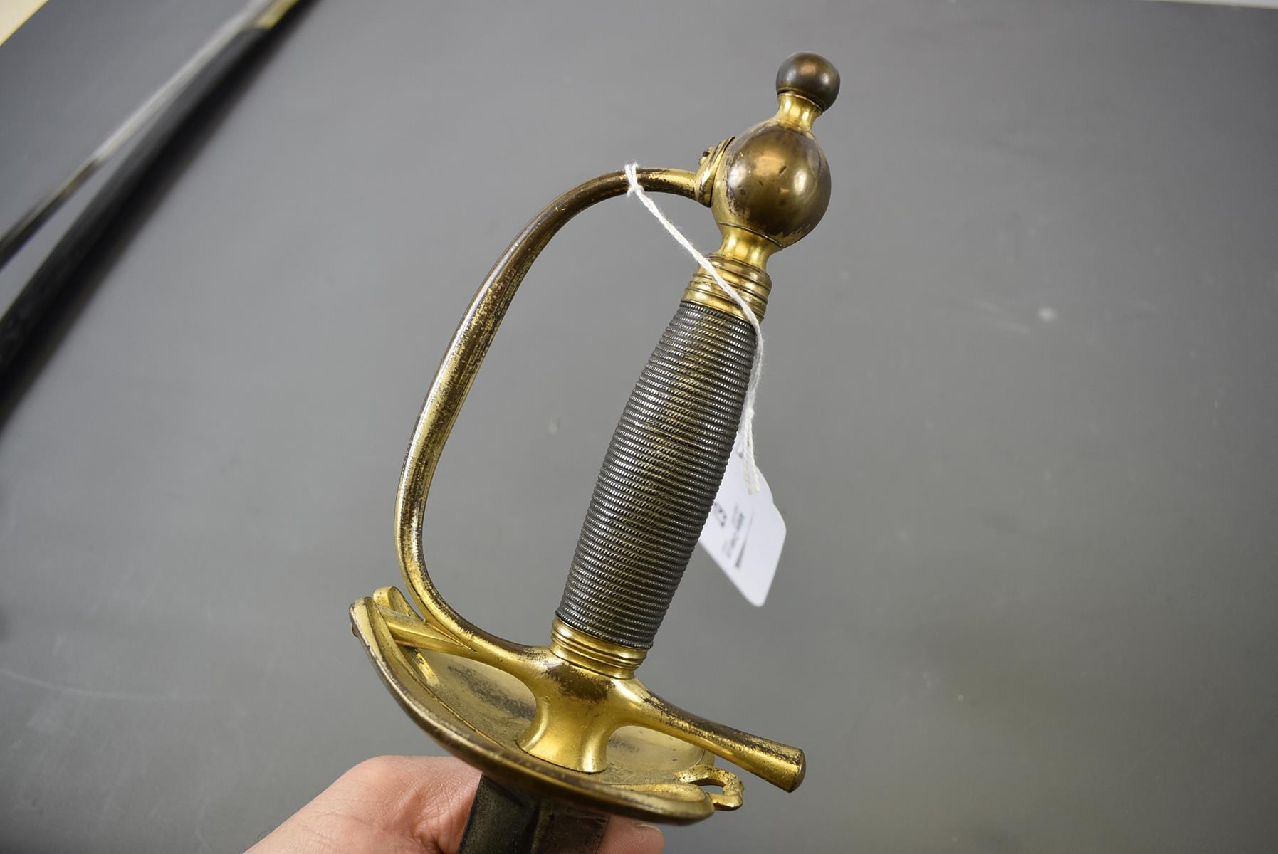 A 1796 PATTERN HEAVY CAVALRY OFFICER'S DRESS SWORD, 76.5cm double edged fullered blade struck GG - Image 7 of 7