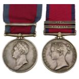 WATERLOO MEDAL AND MILITARY GENERAL SERVICE MEDAL PAIR TO JOHN ELLIOTT, NIVE and NIVELLE bars, 1ST