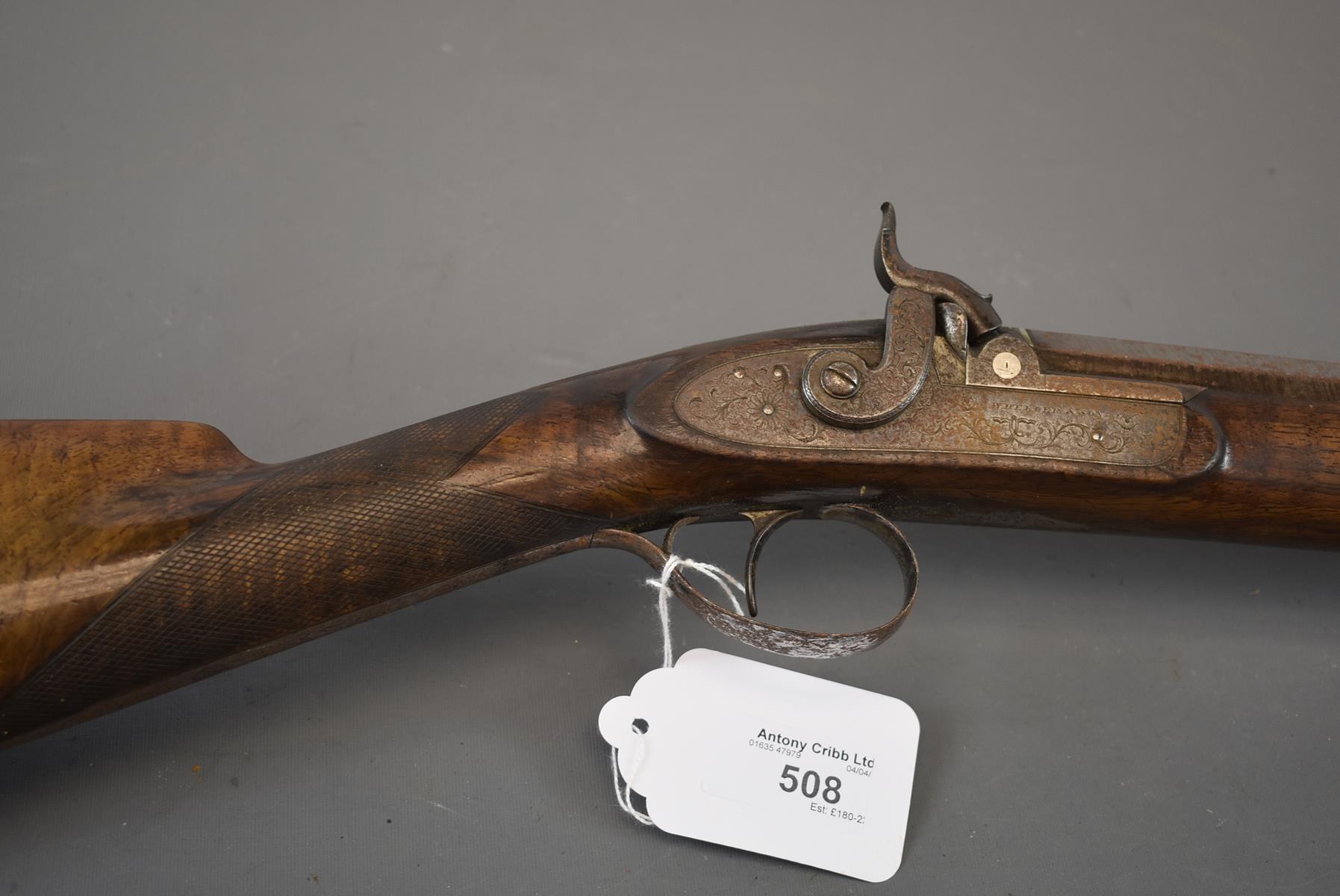 AN 18-BORE PERCUSSION SPORTING GUN BY WHEELER & SON, 32inch sighted multi-stage barrel engraved - Image 4 of 13