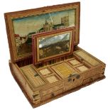 AN EARLY 19TH CENTURY NAPOLEONIC PRISONER OF WAR STRAW-WORK BOX, in the form of a book, the outer