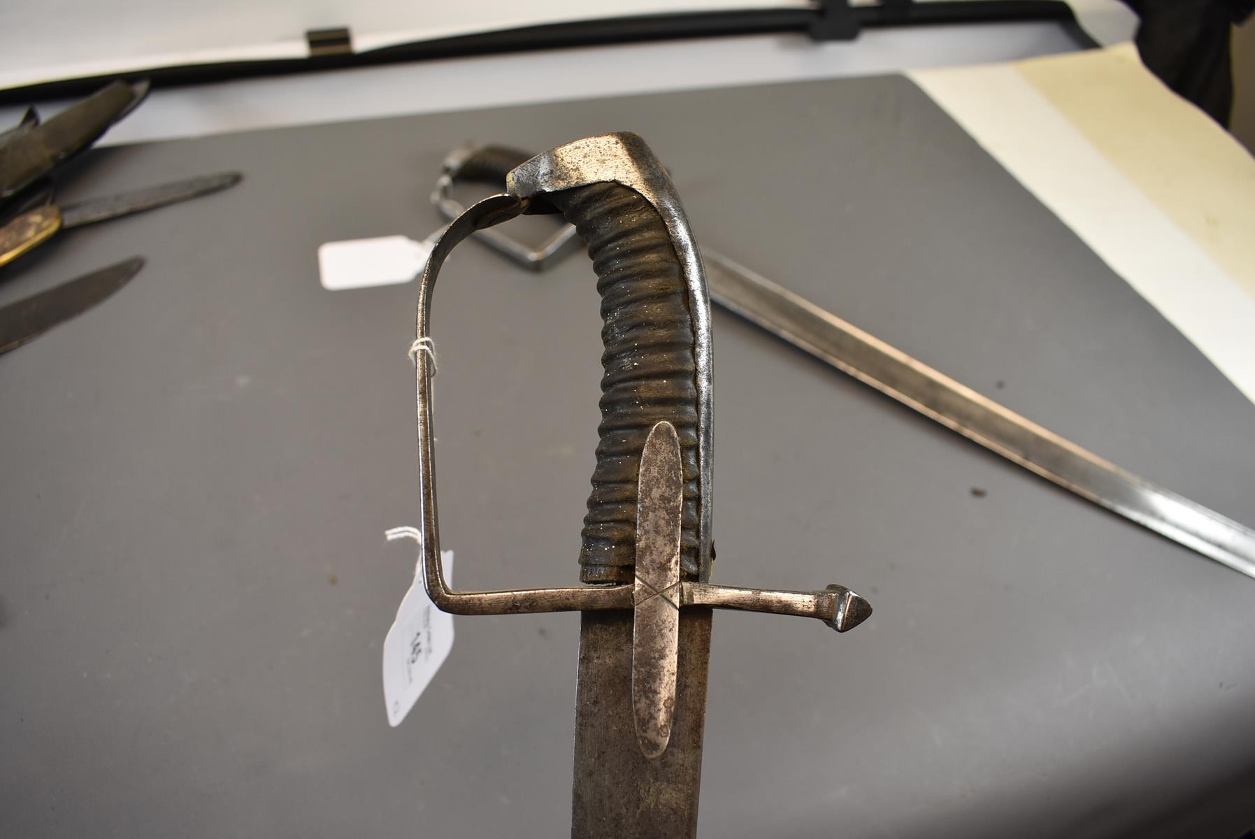 A 1788 PATTERN CAVALRY TROOPER'S SABRE, 76.5cm curved shortened blade, regulation steel stirrup hilt - Image 14 of 15