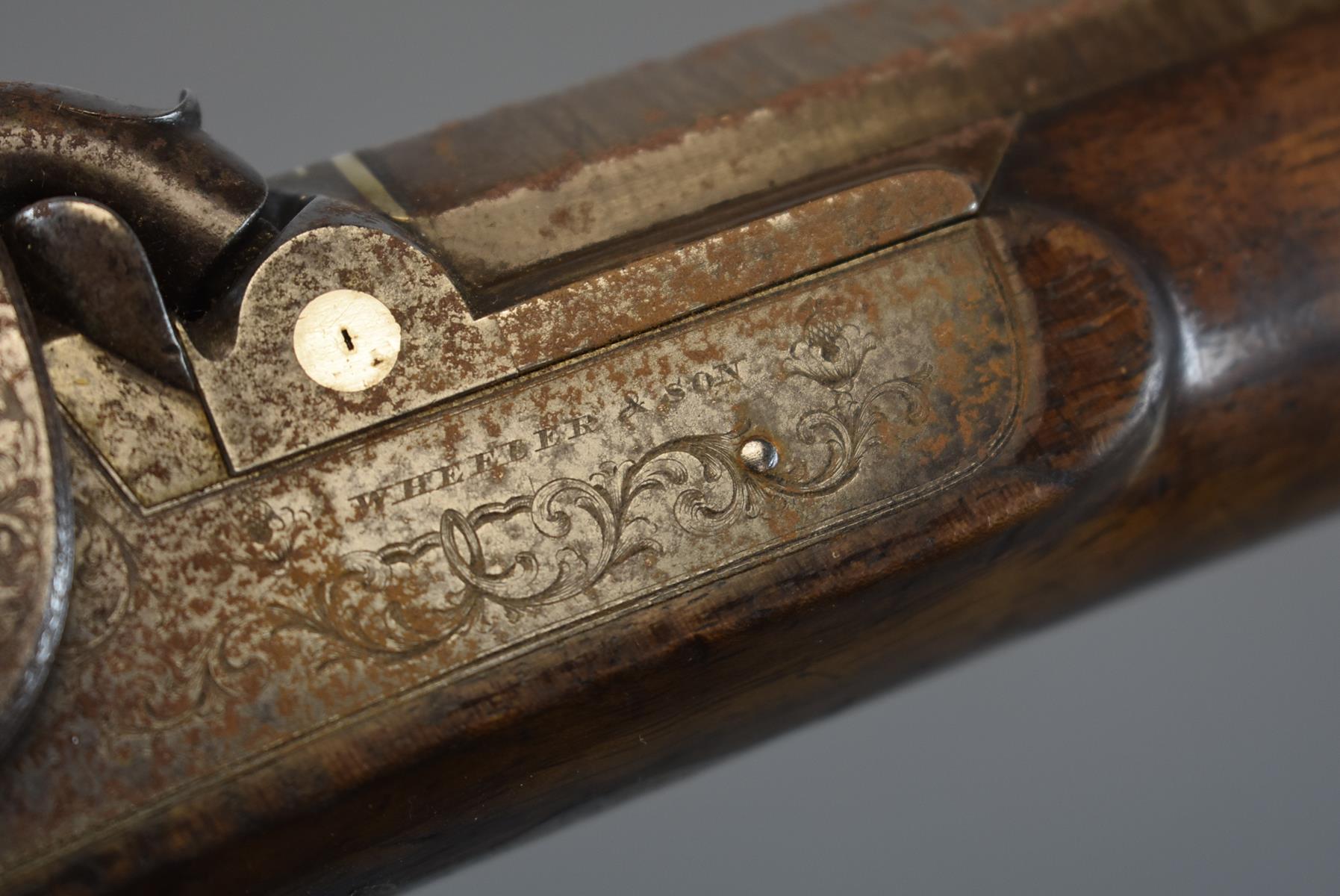 AN 18-BORE PERCUSSION SPORTING GUN BY WHEELER & SON, 32inch sighted multi-stage barrel engraved - Image 8 of 13