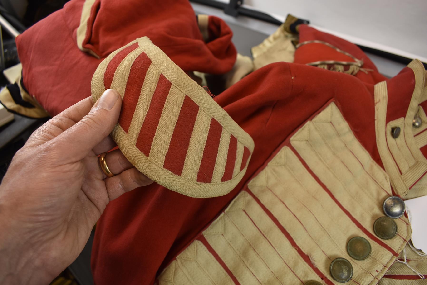 A BRITISH MILITARY MUSICIAN'S COATEE, scarlet cloth with white tape 'lace', now fitted with civilian - Image 3 of 24