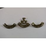 SHOULDER TITLES. Good quality singles in brass, Leicester, Royal Sussex, S. Stafford, N. Stafford, A