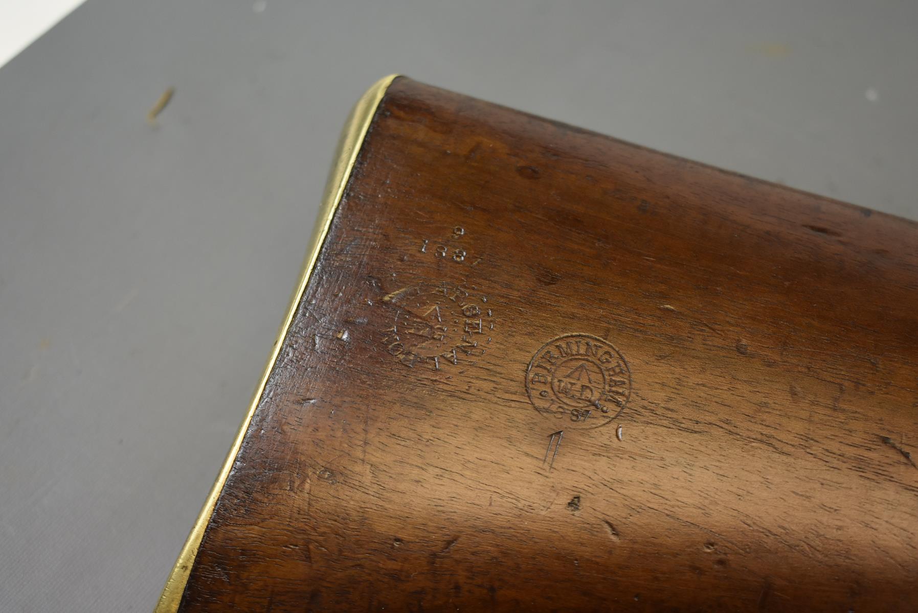 A .650 CALIBRE PERCUSSION PATTERN 1856 EAST INDIA CAVALRY CARBINE, 21inch sighted barrel fitted with - Image 3 of 10