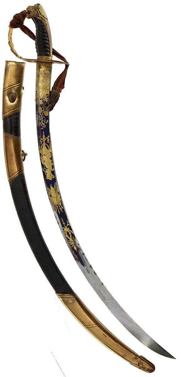 AN 1803 PATTERN LIGHT INFANTRY OFFICER'S SWORD, 72.5cm sharply curved blade decorated with stands of