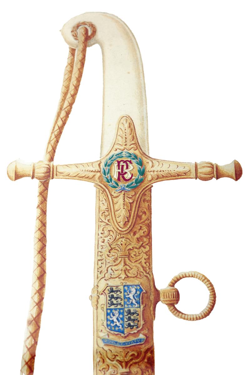 THREE ORIGINAL VICTORIAN WATERCOLOUR WILKINSON SWORD MAMELUKE DESIGNS, the first inscribed "1902