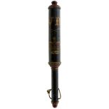 A VICTORIAN PAINTED WOOD TRUNCHEON, painted in polychrome with VR cypher, crossed batons and a Royal
