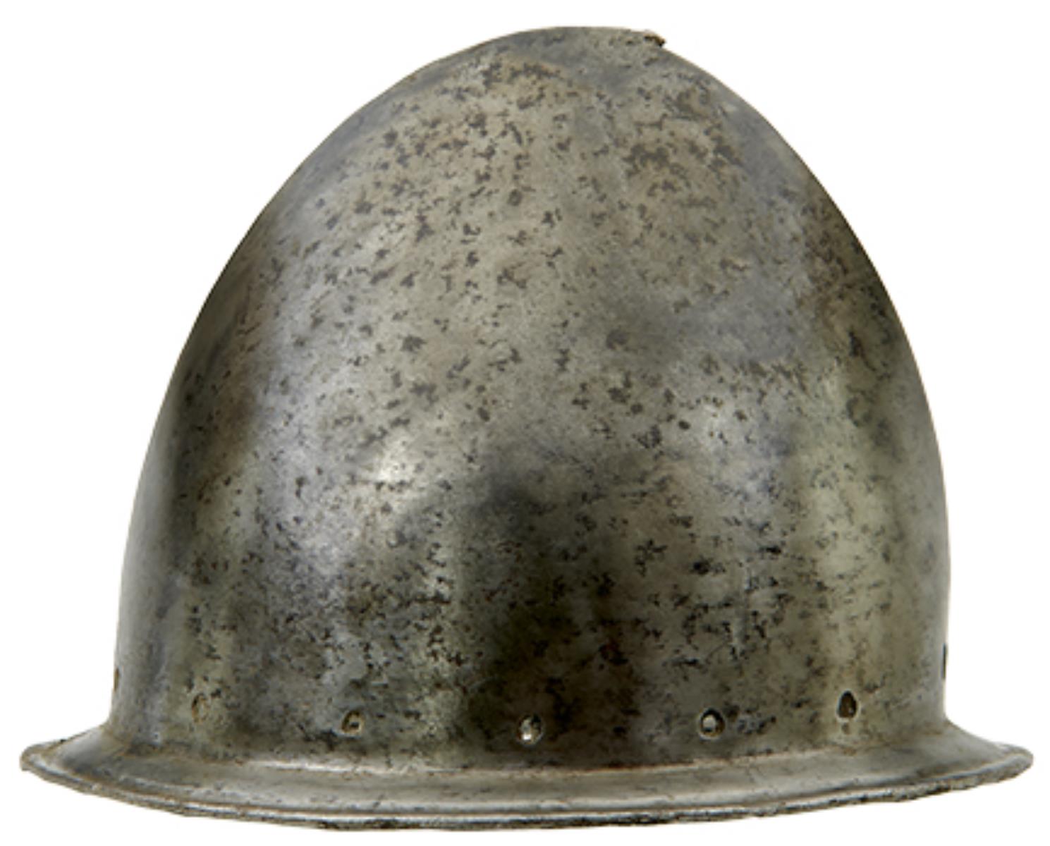 AN ITALIAN CABASET HELMET IN THE SPANISH FASHION, circa 1580, almond-shaped bowl raised from a