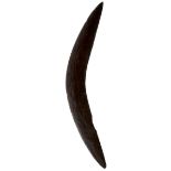 AN AUSTRALIAN ABORIGINAL BOOMERANG, of typical form and with stone carved texturing over all, 57cm.
