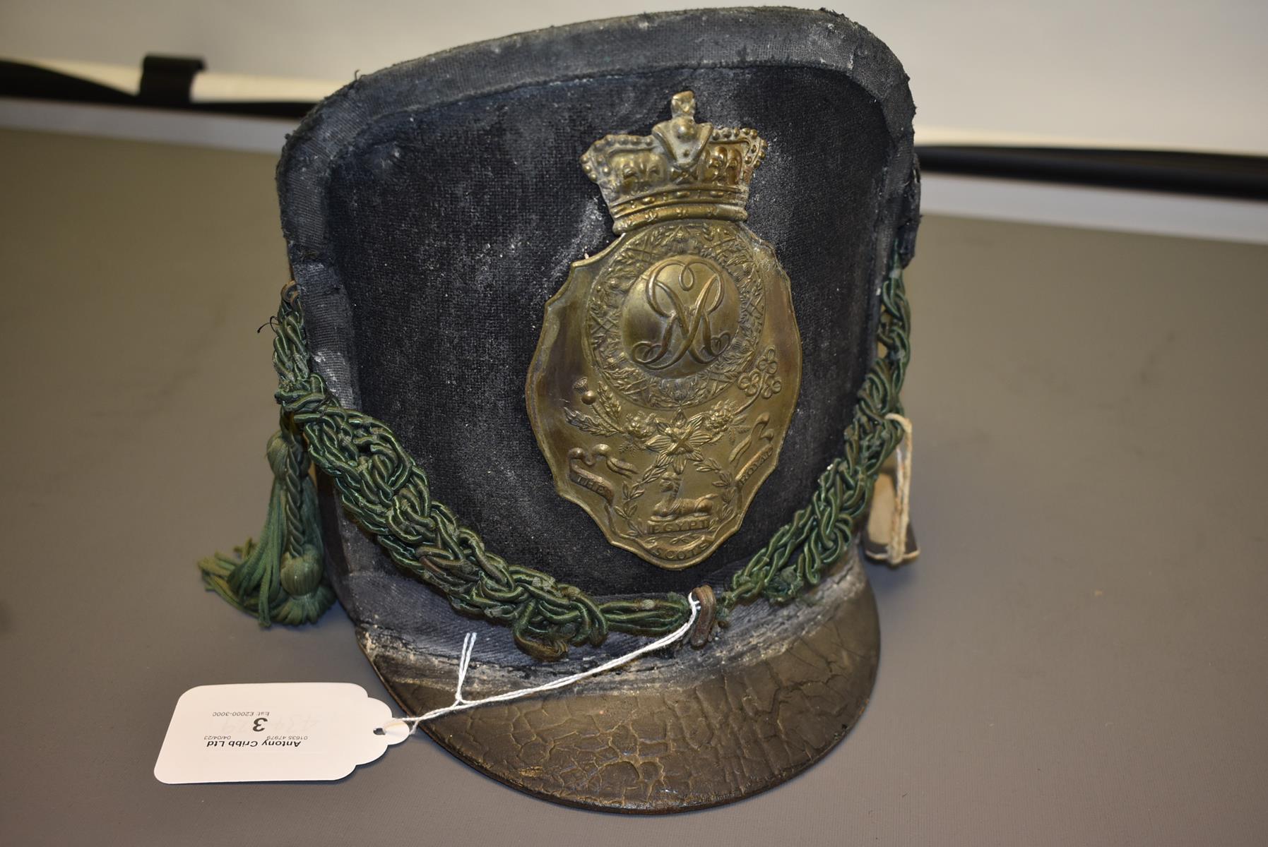 1ST REGIMENT OF FOOT OR THE ROYAL SCOTS OTHER RANKS SHAKO 1812-1816. A good quality period item, - Image 4 of 15