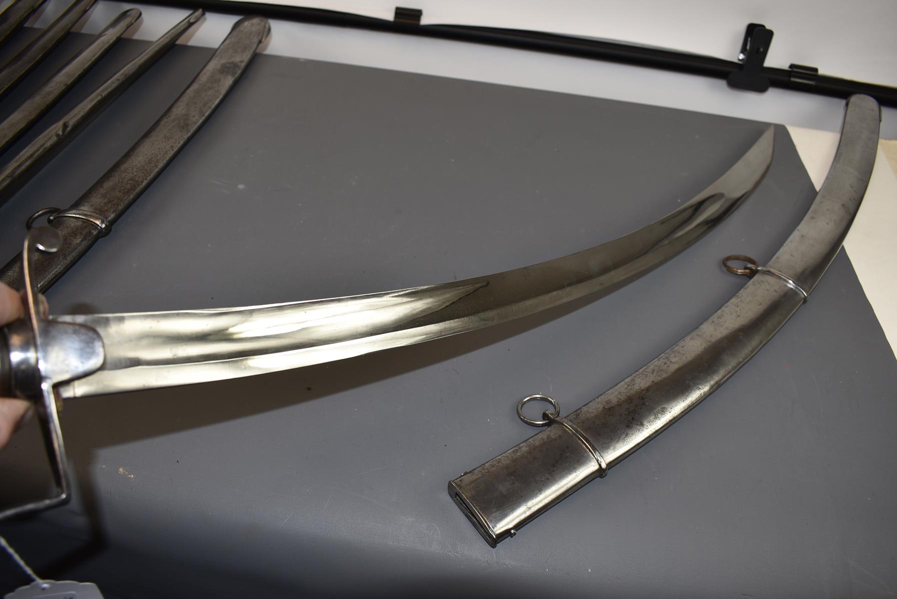 A 1796 PATTERN LIGHT CAVALRY NCO'S SWORD, 84cm curved blade by GILL, regulation steel stirrup - Image 3 of 10