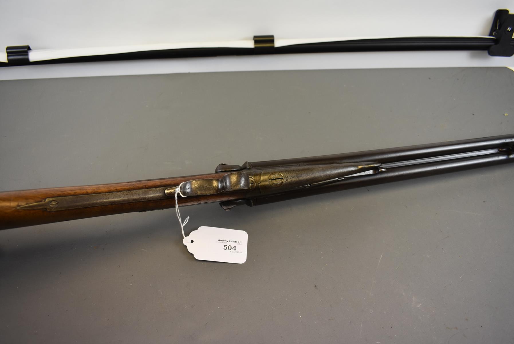 AN 18-BORE DOUBLE BARRELLED PINFIRE SPORTING GUN, 28.25in sighted barrels, scroll engraved back - Image 5 of 8