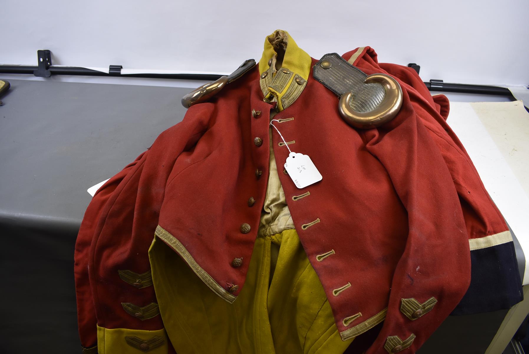 A BRITISH MILITARY MUSICIAN'S COATEE, scarlet cloth with white tape 'lace', now fitted with civilian - Image 17 of 24