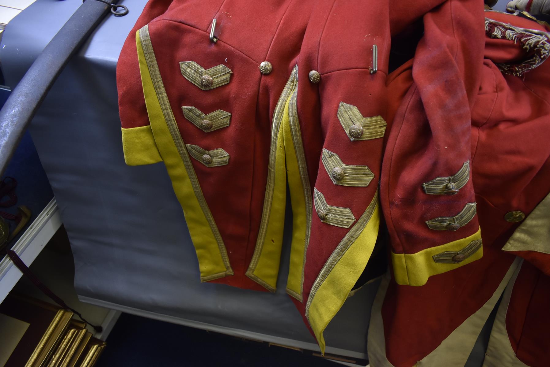 A BRITISH MILITARY MUSICIAN'S COATEE, scarlet cloth with white tape 'lace', now fitted with civilian - Image 24 of 24