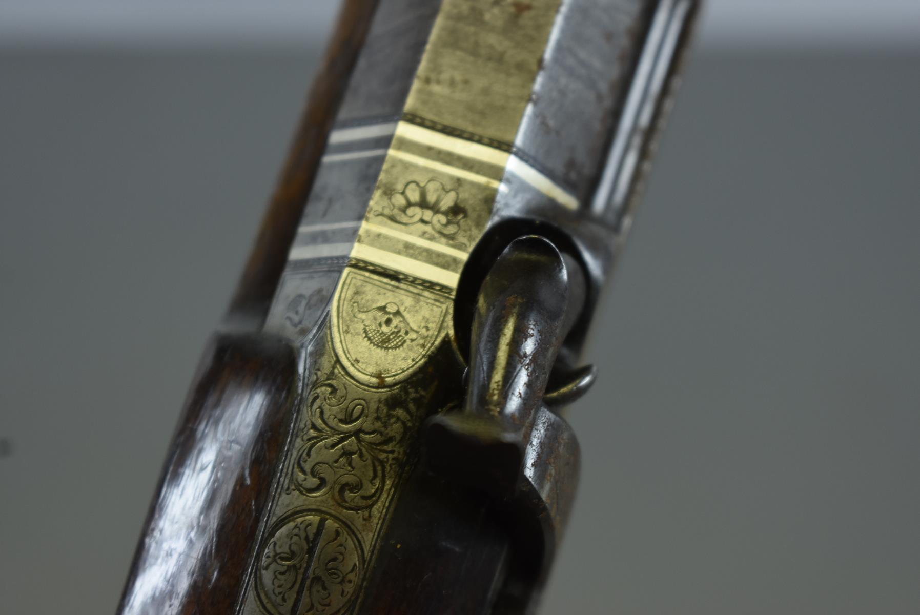 AN 18-BORE PERCUSSION SPORTING GUN BY WHEELER & SON, 32inch sighted multi-stage barrel engraved - Image 10 of 13