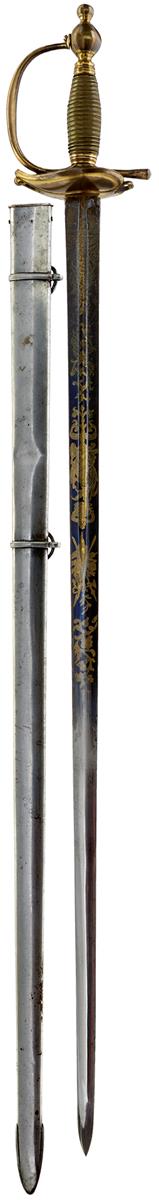 A 1796 PATTERN HEAVY CAVALRY OFFICER'S DRESS SWORD, 82cm double edged blade with short central