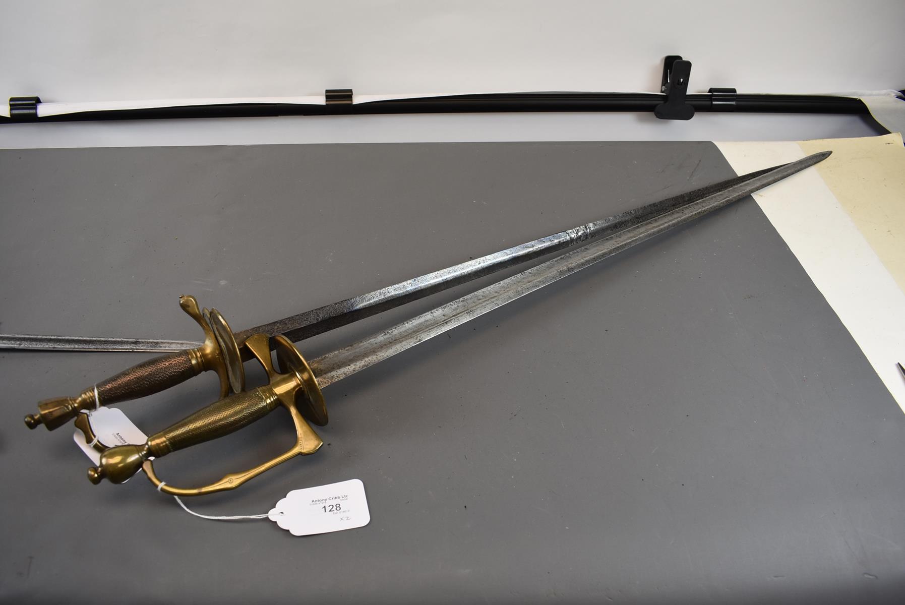 A SCARCE PRE-1796 ARTILLERY OFFICER'S SWORD, 80.5cm blade, regulation copper hilt with folding ovoid - Image 2 of 11